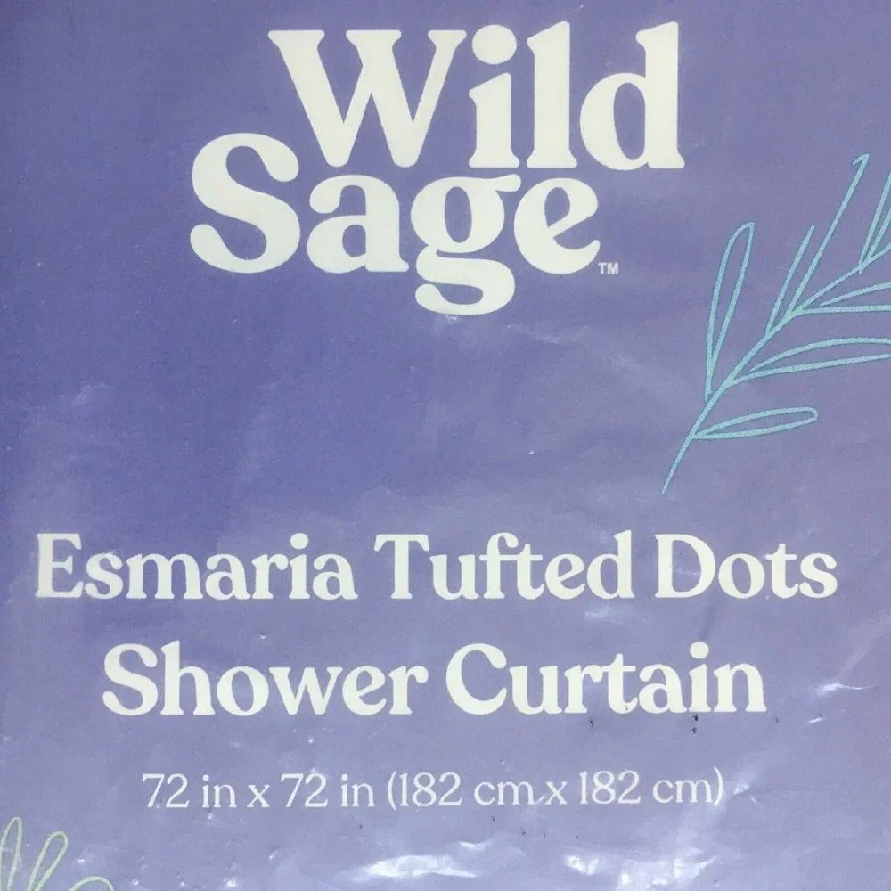 WINTER FAV Wild Sage ESMARIA 72 x 72-inch 100% Cotton Shower Curtain Light Gray